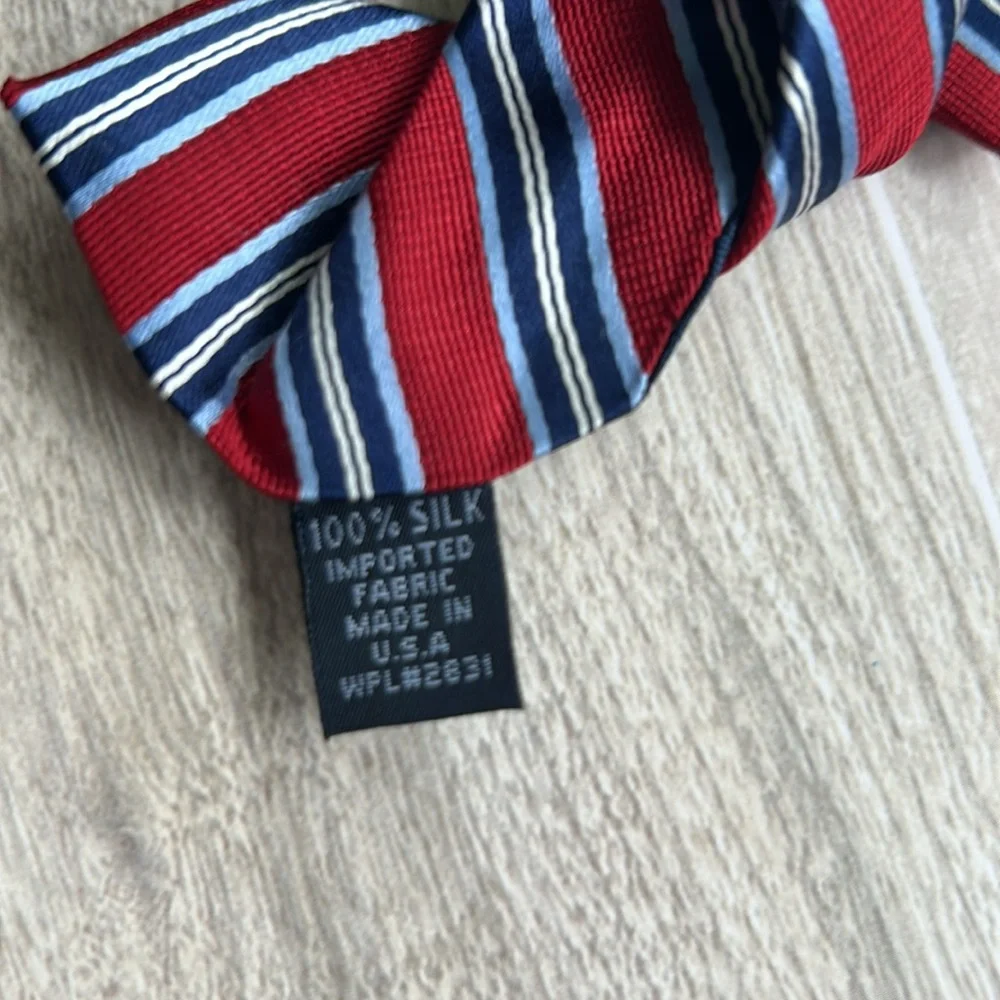 Nautica Red and Blue Striped Men's Silk Tie